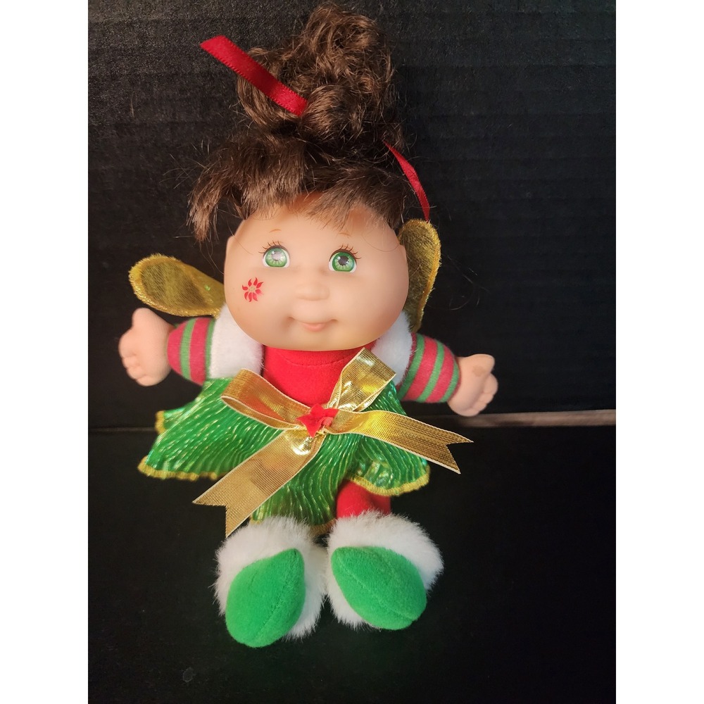 Cabbage Patch Kids Christmas Elf Fairy Doll Green Eyes Brown Hair 9 Inch Holiday